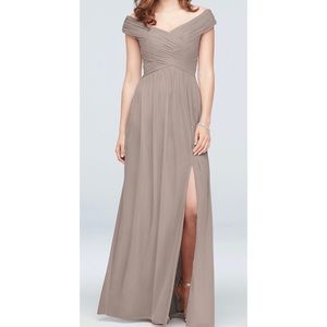 David’s Bridal Long Off the Shoulder Bridesmaid Dress